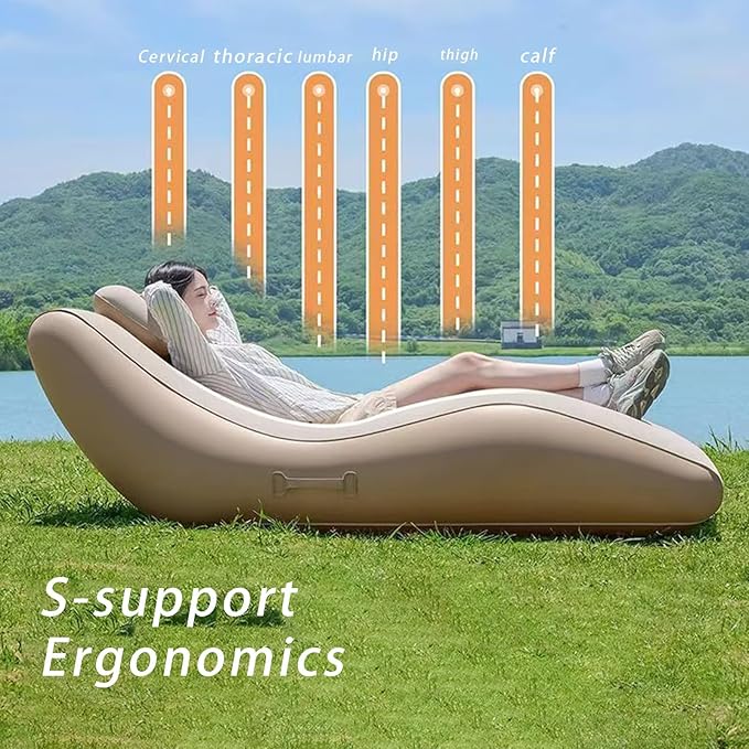 Inflatable Couch Inflatable Couch for Camping Folded Compact Size with Inflatable Pump Pillow auto inflate/Deflate.