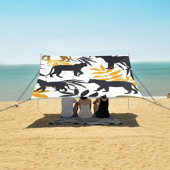 Leopards Camping Sun Shelter Beach Tent Portable Beach Sun Shade Outdoor Canopy for Camping Trips Fishing Picnic