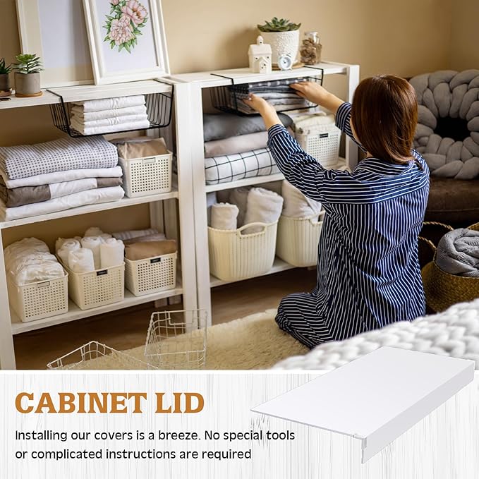 Hoolerry 3 Pcs 33 x 16 Inch Foamed PVC Wire Rack Covers for Removable Closet Decoration(Not Wood) Don't Bear Too Much Weight Pantry Shelves Covers for Bathroom Kitchen Shelving(White