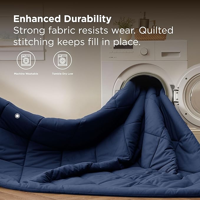 Bedsure 7 Pieces Queen Comforter Set Premium Series Hotel Luxury Soft Bed in a Bag Goose Down Alternative Safe for Sensitive Skin Bedding Comforter All Season Medium Warmth Navy Blue Queen Size