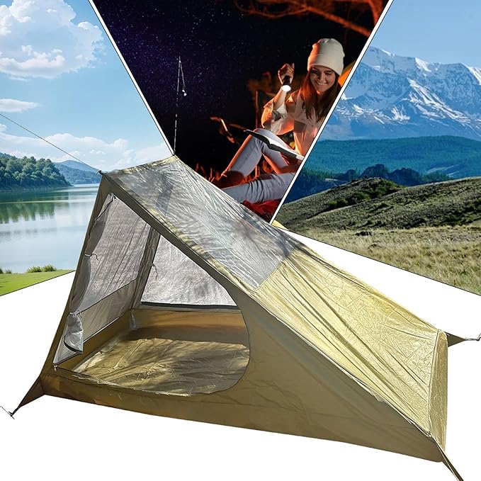 Outdoor Mesh Cabin - Backpacking Tent Single Lightweight Hiking | Heavy-Duty Portable Shelter Awning Quick Assembly Trail Dome Picnic Camp with Backyard Scenario