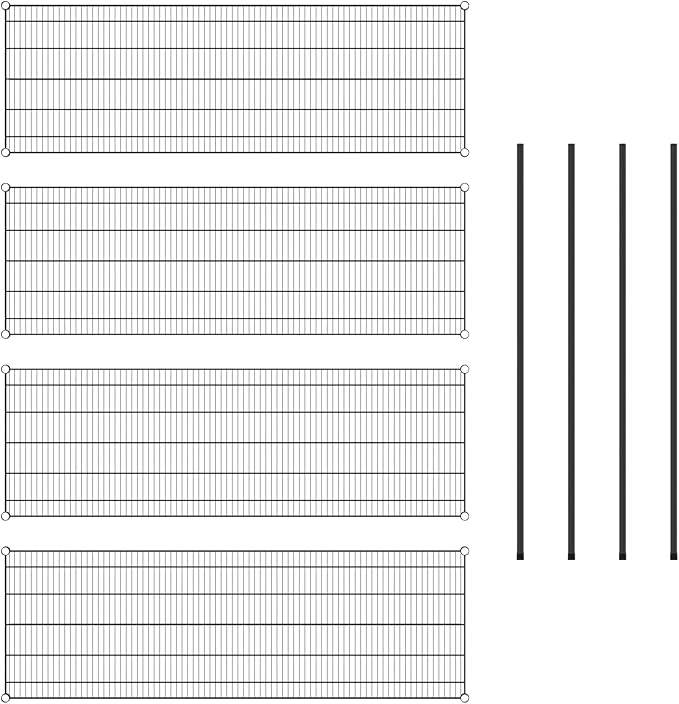 Commercial NSF Listed Black Epoxy Stationary Wire Shelving Kit 24 x 72 x 64 with 4 Shelves Perfect for Warehouse Walk-in Refrigerator Freezer Grocery Store Restaurant Dishroom