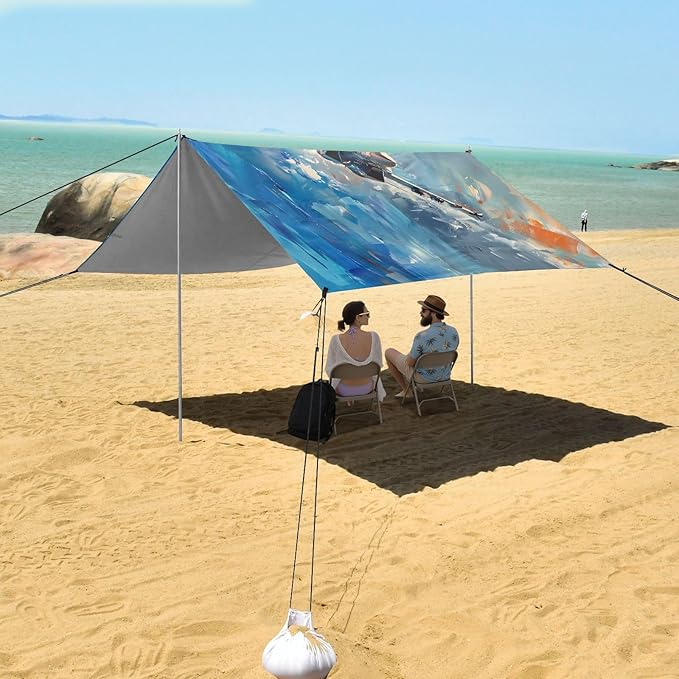 Camping Sun Shelters Fighter Jet Soaring in The Sky Beach Canopy 126 * 110.2in
