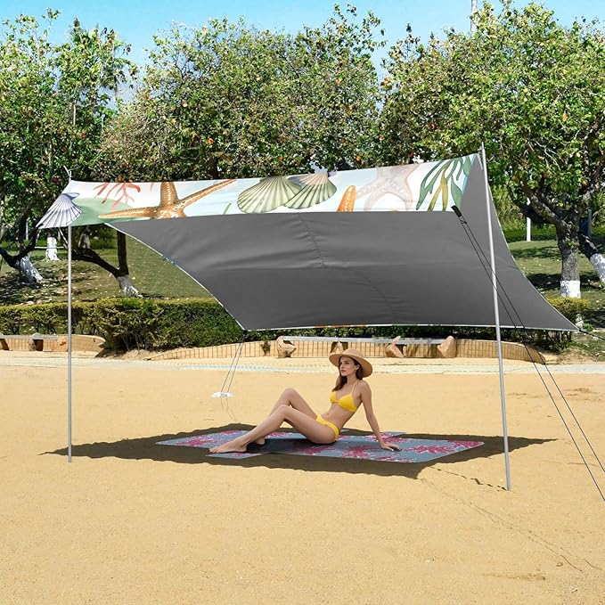 Sea Turtles Camping Sun Shelter Beach Tent Portable Beach Sun Shade Outdoor Canopy for Camping Trips Fishing Picnic