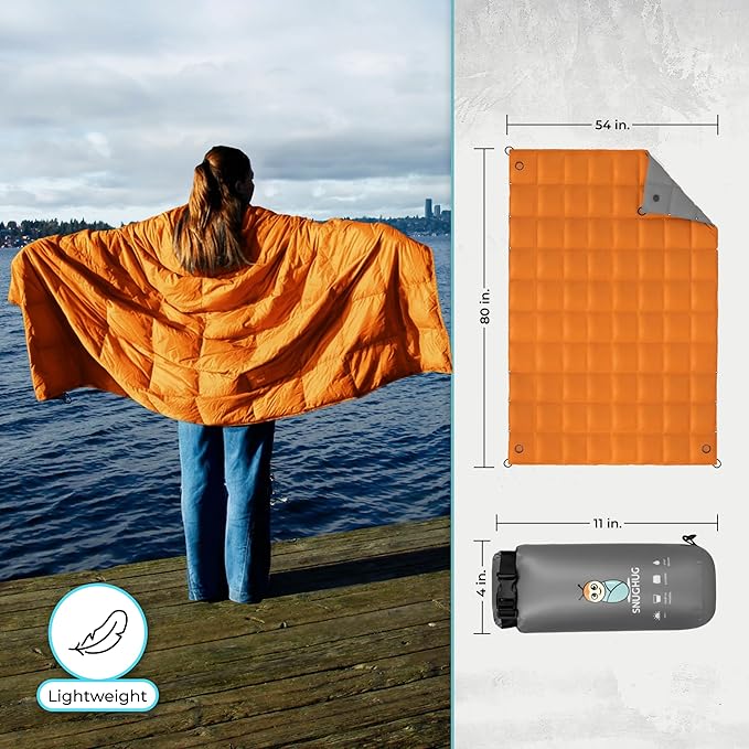 Puffy Blanket for Cold Weather - Down Camping Blanket with Sustainable Insulation Lightweight &amp Warm Outdoor Camping Quilt Water-Resistant Compact &amp Packable