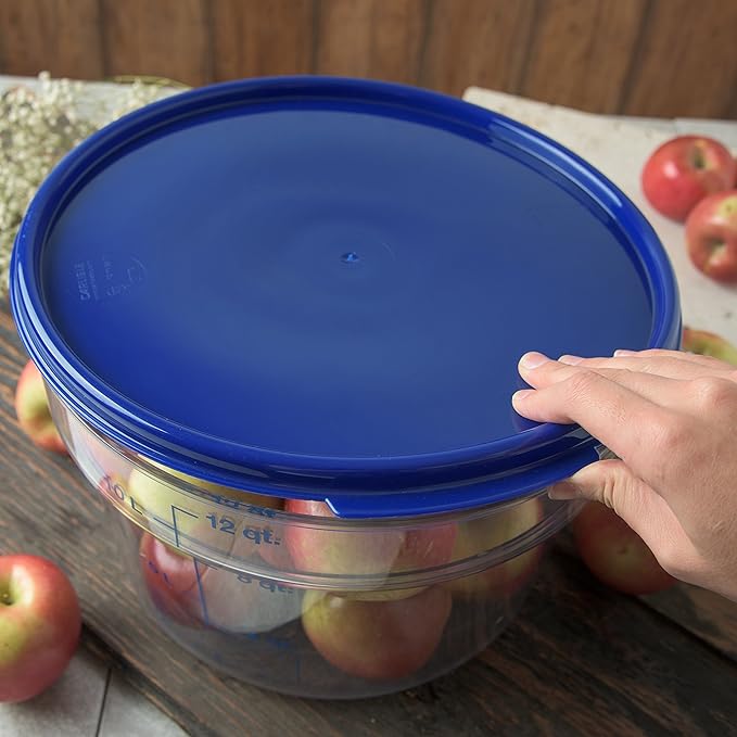 Carlisle FoodService Products Storplus Round Food Storage Container Lid with Stackable Design for Catering Buffets Restaurants Polypropylene (Pp) 12 To 22 Quarts Royal Blue (Pack of 6)