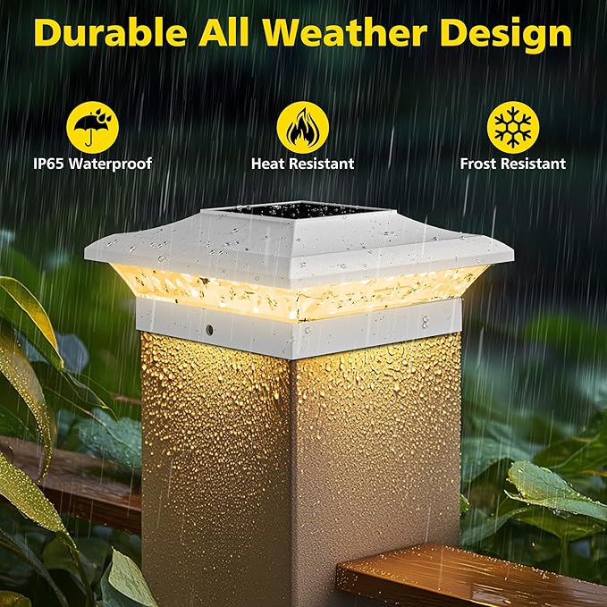 T-SUN 4x4 Solar Post Cap Lights Outdoor 24 Pack Warm White LED Fence Post Solar Lights Fit for 4x4 Vinyl Posts Waterproof Deck Light Solar Powered for Garden Patio Gate Porch