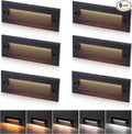 [6 Pack] Cloudy Bay 9 Inch 5CCT Low Voltage LED Outdoor Step Lights 12V-15V 3W/5W Dual-Bright Selectable Landscape Stair LightsExterior Deck Lights AluminumMetal Black