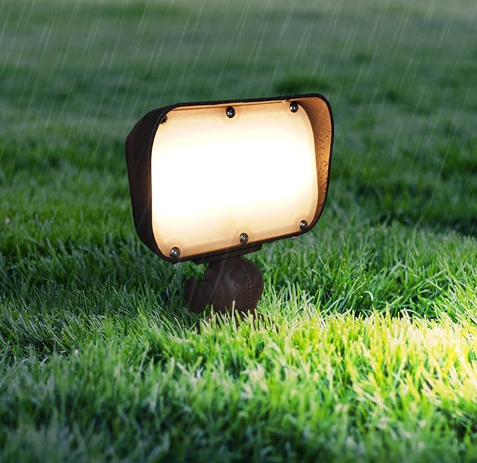 GKOLED 7W LED Outdoor Flood Light Low Voltage Landscape Lighting Waterproof Security Wall Lighting Fixture 9-15V 480 Lumen 3000K 1/2 Adjustable Knuckle Mount Die-cast Aluminum Brown