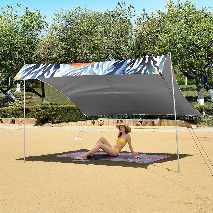 FishCamping Sun Shelters 9.2 x 10.5 FT Beach Canopy Tent Sun Shade with Carrying Bag for Camping Trips Fishing Backyard Fun or Picnics 21340072