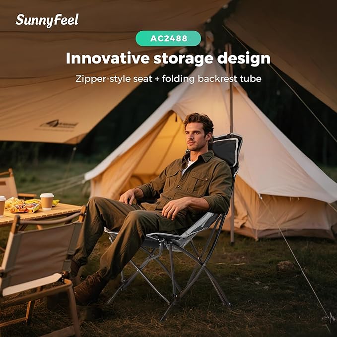 SUNNYFEEL High Back Camping Chair for Adults 2 Pack Lightweight Camping Chair Support 250 lbs Heavy Duty Folding Chair Design Portable &amp Collapsible Camping Chairs for Outdoor Camp Beach Picni