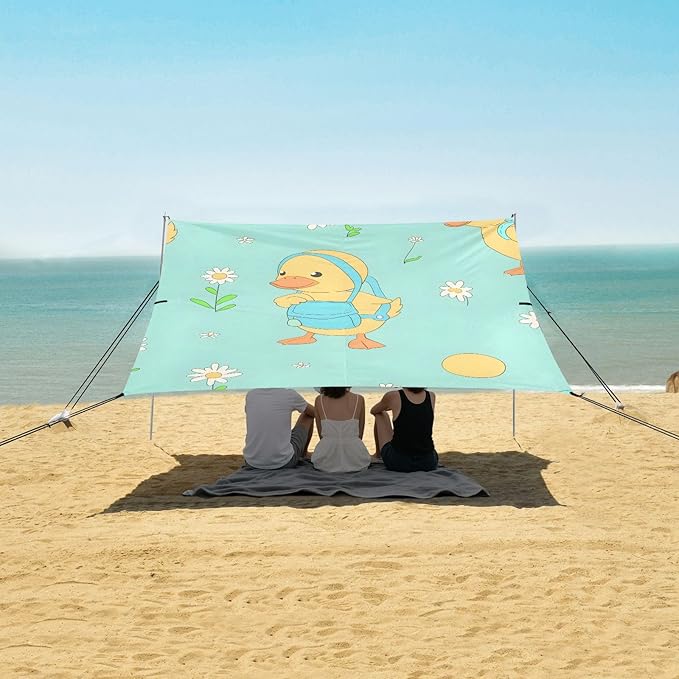 Simple Little Yellow Duck Camping Sun Shelter Beach Tent Portable Beach Sun Shade Outdoor Canopy for Camping Trips Fishing Picnic