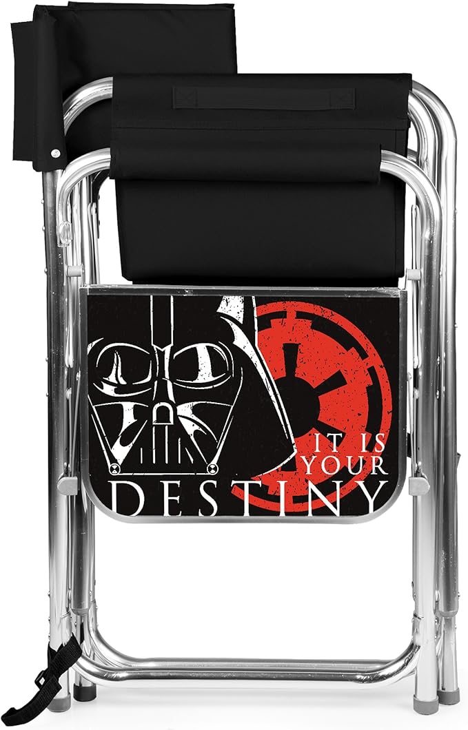 PICNIC TIME Star Wars Darth Vader Sports Chair with Side Table Beach Chair Camp Chair for Adults (Black) 36.6 x 18.5 x 32.9