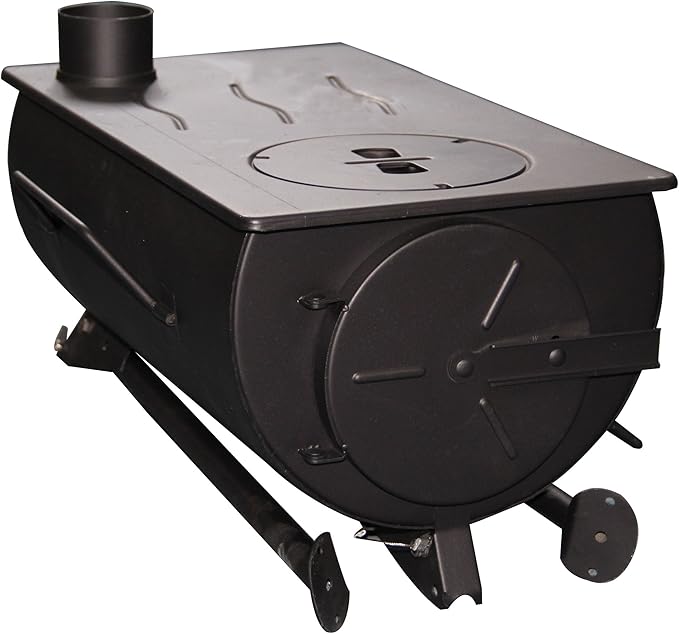 Portable Camping wood stove. Military style. Frontier Stove Tent Heater Ice Fishing with venting &amp Carry case. 25 lbs.