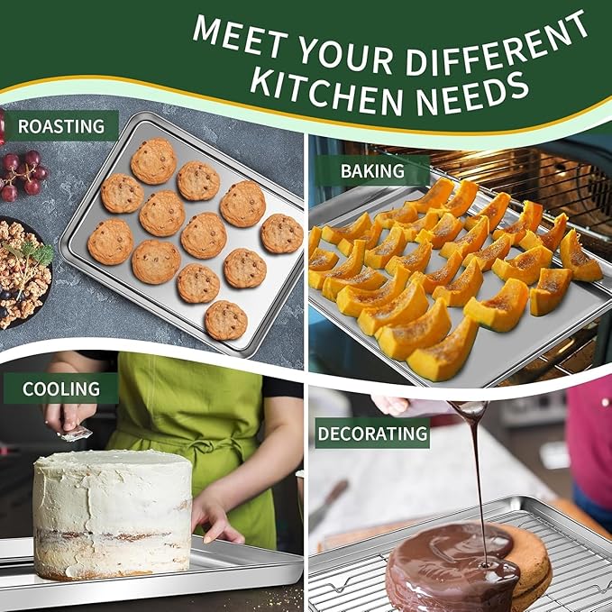 Baking tray and lugga rack set dimensions: 12 x 10 x 1 inch -
