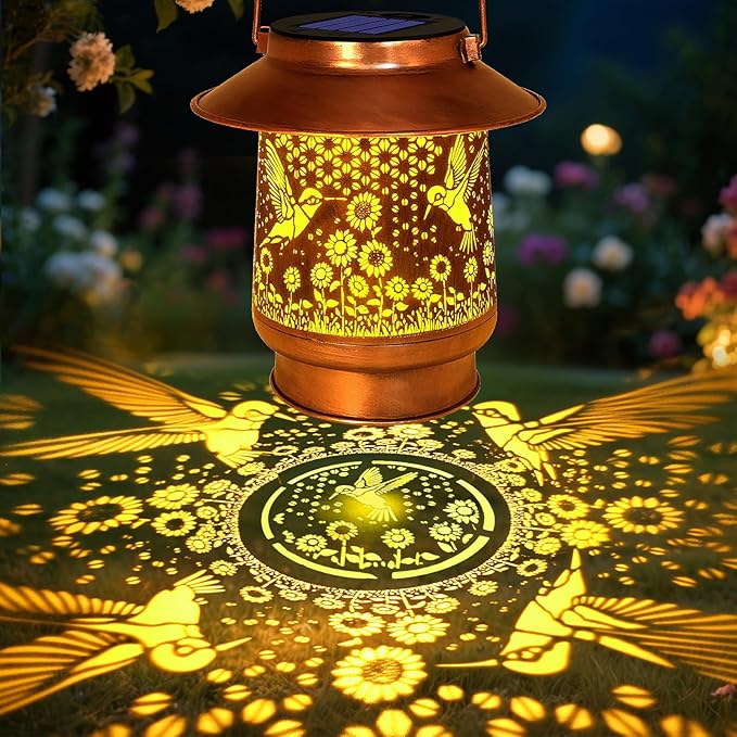 Hummingbird Solar Lanterns Outdoor Waterproof Birthday Gifts for Women Mom Grandma Metal Solar Hanging Lights Garden Decor for Yard Patio Lawn Pathway Landscape