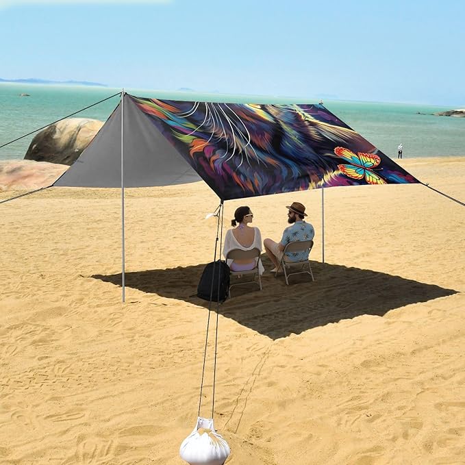 Oil Painting Cat PrintCamping Sun Shelters 9.2 x 10.5 FT Beach Canopy Tent Sun Shade with Carrying Bag for Camping Trips Fishing Backyard Fun or Picnics 21340270