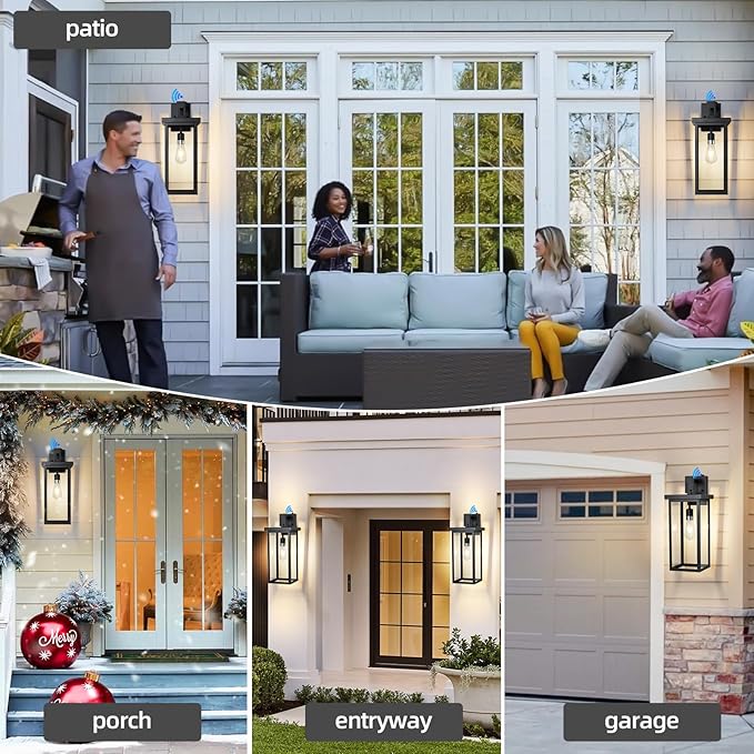 Large Exterior Lighting Fixtures Modern Wall LanternOutdoor Wall Lights with Clear Glass ShadeOutdoor Lamps for Patio PorchWaterproof Outside Exterior LightsDusk to Dawn 20IN-2 Packs