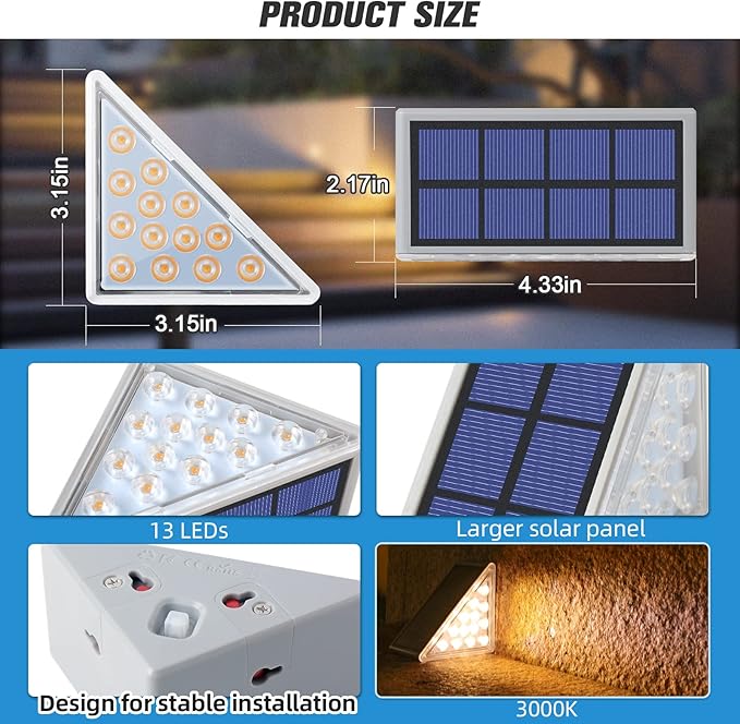 NIORSUN Solar Step Lights - 12 Pack Warm White Auto On/Off Waterproof IP67 Outside for Stairs Patios Yards Porches Steps Sidewalks Decks