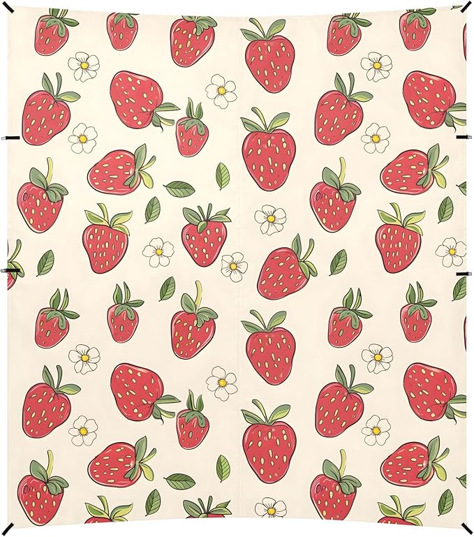 Camping Sun Shelters Cute Strawberry and Flowers Beach Canopy 126 * 110.2in