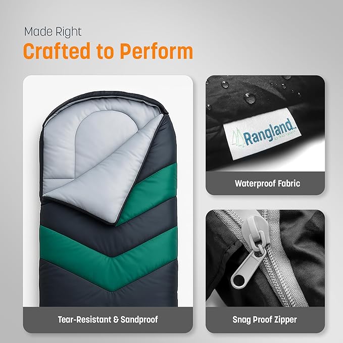 Sleeping Bag with Built-in Pad (AirPack Sleeper) - All-in-One Inflatable Sleeping Pad and Zip-Up Blanket for Camping with Built-in Foot Pump (Black/Green) 80×30