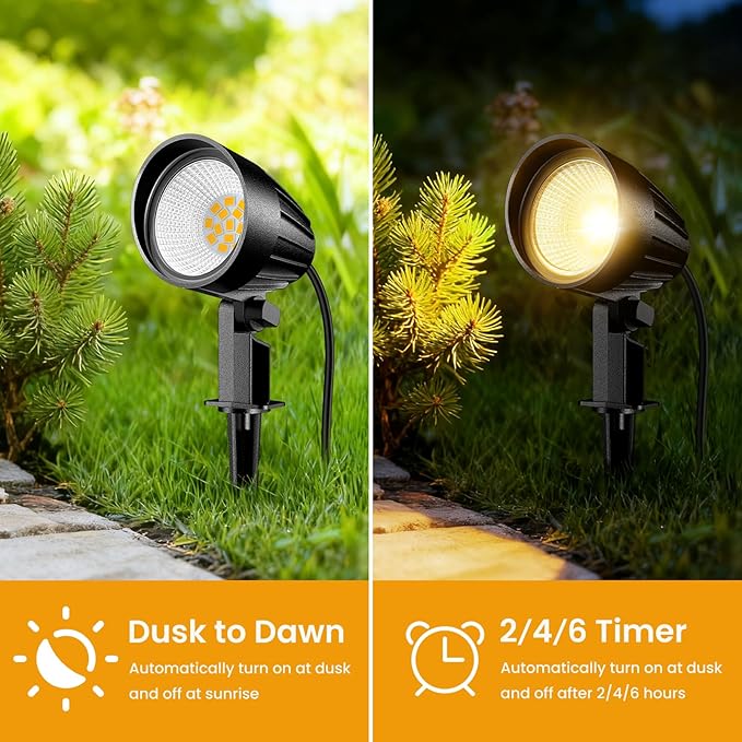 Low Voltage Landscape Lighting Kit 12W Landscape Lights with Transformer 65FT UL-Listed Wire &amp Connectors 2700K Waterproof Outdoor Garden Lights for Yard House Tree 12V-24V 8Pack