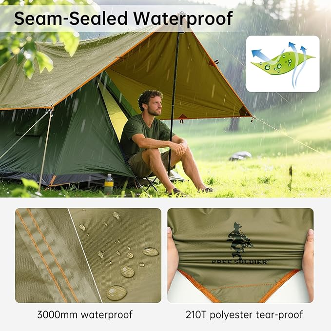 Free Soldier Waterproof Portable Tarp Multifunctional Outdoor Camping Traveling Awning Backpacking Tarp shelter Rain Tarp