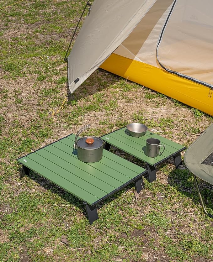 iClimb 1 Mini Folding Table and 1 Anti-Sink Large Feet Chair Ultralight Compact for Adults Outdoor Camping Backpacking Hiking