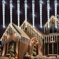 WATERGLIDE 16 Icicles Meteor Shower Lights 12 Outdoor Icicle Christmas Lights 384 SMD LED Crystal Ice Falling Light Connectable Raindrop Iciclelight Xmas Winter Party Tree Holiday Decor White
