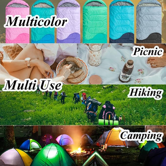 Sleeping Bag - 3 Seasons for Adults Kids Boys Girls Camping Hiking - Warm Cold Weather Lightweight Portable with Compression Bag for Backpacking in Spring Summer Fall and Winter