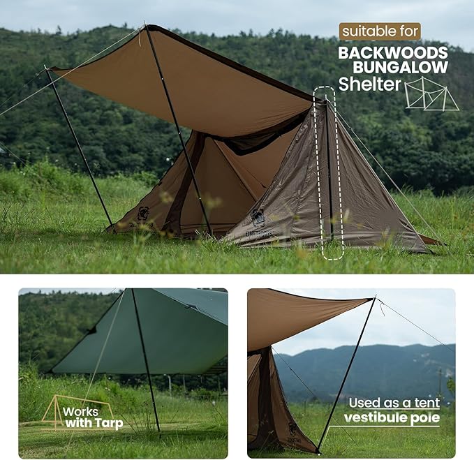 ONETIGRIS Upgraded Tent Poles – Set of 2 Adjustable Telescoping Tarp Poles Aluminum Replacement Poles for Tent Tarp Canopy Awning Shelter Heavy Duty Aluminum Alloy Camping Poles