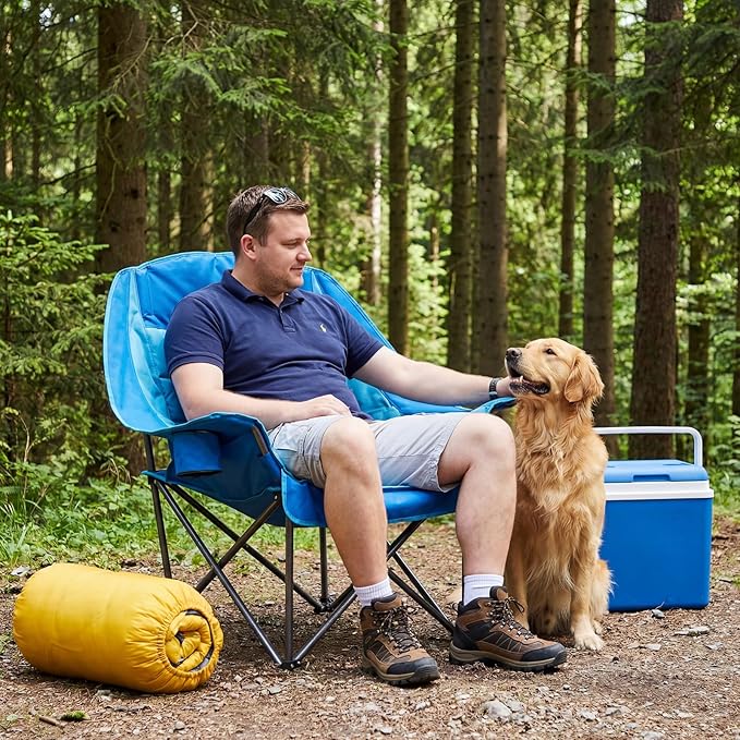 DUMOS Oversized Camping Chair for Adults - 450lbs Heavy Duty Folding Chair with Cup Holder &amp Side Pockets Portable Chair for Camping Fishing Hiking Picnic