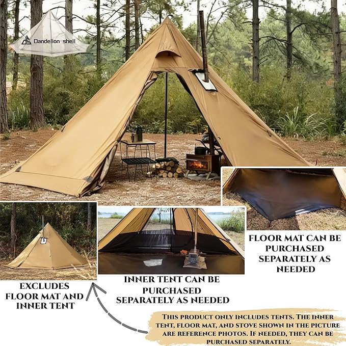 Hot Tent with Stove Jack &amp Snow Skirt + Mesh Inner Tent + Half Tent Floor