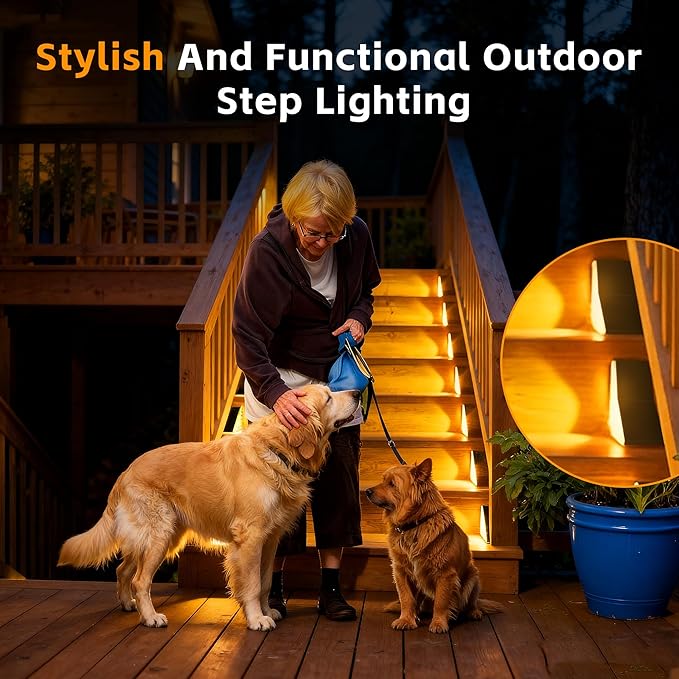 Solar Stair Lights Outdoor Waterproof IP65 Solar Outdoor Lighting 1200mAh19 LEDOutdoor Step Lightsfor Garden Stairs Decks Front Steps Porch and Terrace3000k Decorative Art(6Pack)