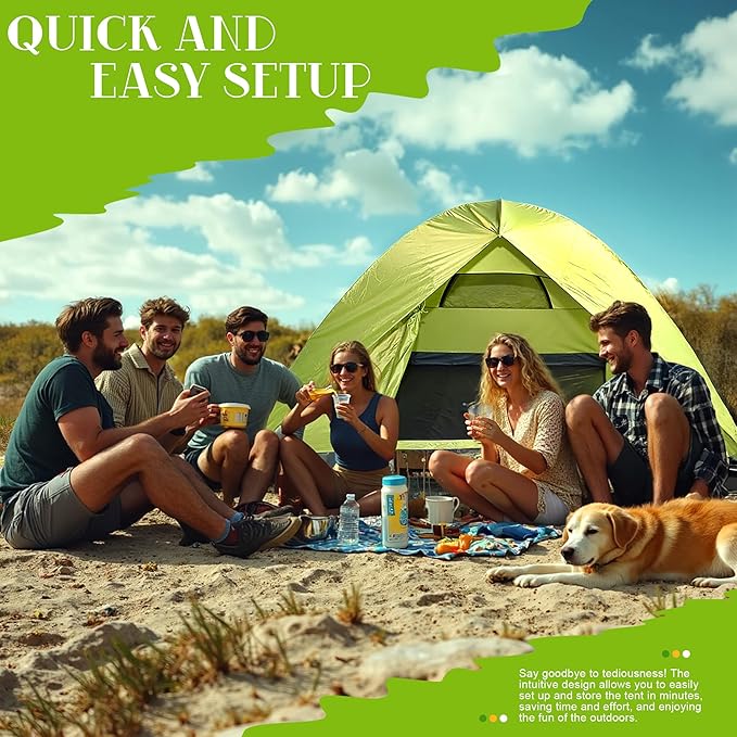 Dome Camping Tents for 6 Person Camping Tents Family Camping Tent Outdoor Easy Setup Waterproof Windproof 210D Oxford Fabric Ground Cloth (Green -6 People)