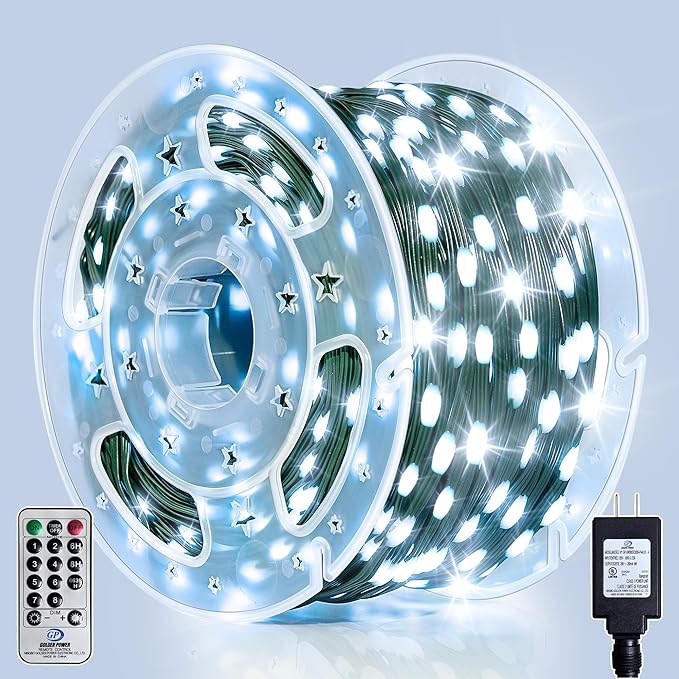 Outdoor Christmas Lights 800LEDs 262FT Christmas Tree String Lights IP67 Waterproof 8 Modes Cold White Holiday Lights with Remote for House Yard Xmas Decorations