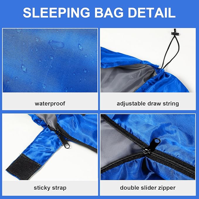 Tudomro Camping Sleeping Bag for Adults Lightweight Packable Waterproof Camping Gear Equipment to Keep Warm for Outdoor Backpacking Hiking Travel