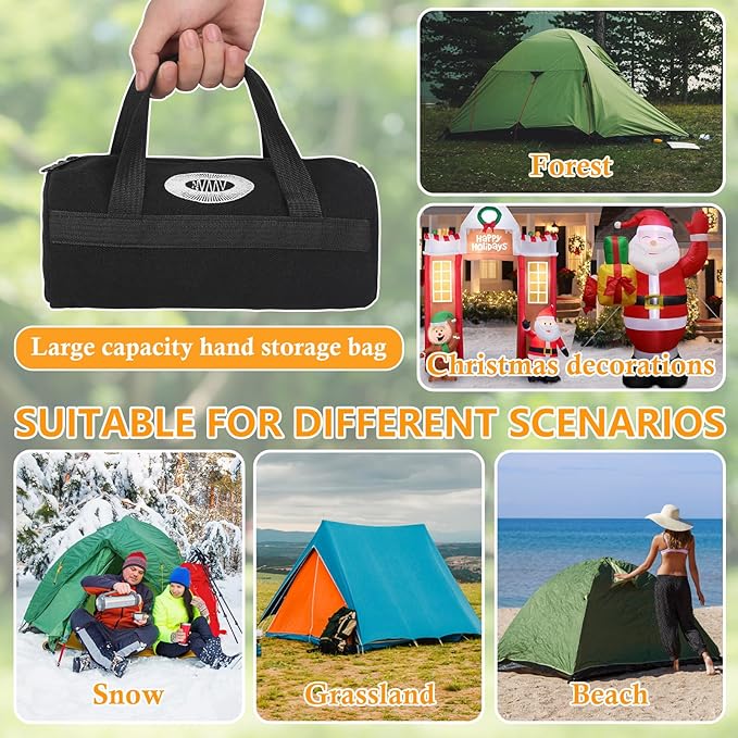 10 Pcs 8 Heavy Duty Drill Tent Stakes with Storage Bag Glow-in-The-Dark Ground Anchor Peg Metal Threaded Screw-in Tent Stake for Camping Swing Canopies with 1 Hex Nut Driver Peg Puller