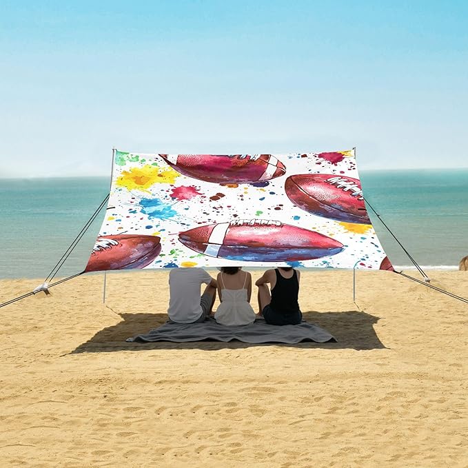 Rugby Pattern (22) Camping Sun Shelter Beach Tent Portable Beach Sun Shade Outdoor Canopy for Camping Trips Fishing Picnic
