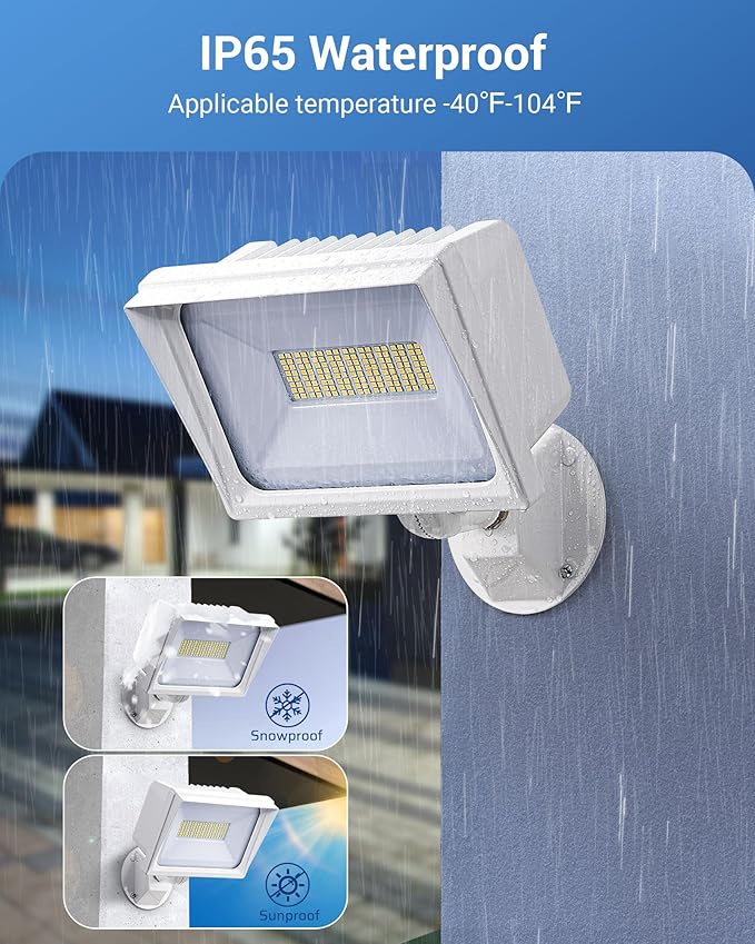 DEWENWILS 2-Pack 65W Flood Lights Outdoor 6670 LM Super Bright Security Light Switch Controlled IP65 Waterproof 5000K LED Flood Light Outdoor for Yard Garage Garden UL Listed