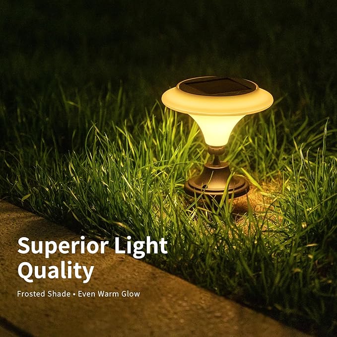 Solar Table Lights Outdoor 2 Pack Classic Martini-Shaped Lanterns with Base &amp Ground Stakes Waterproof LED Solar Powered Decorative Lights for Patio Table Garden Path (Warm White)