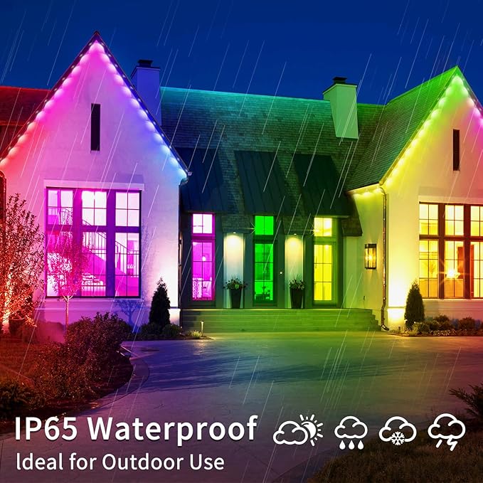 200ft permanent outdoor light RGB Smart outdoor eave lights with APP &amp Remote Controltimed Music synchronisation IP67 waterproof LED eave lightsuitable for partyHalloweenChristmasrooftopgar