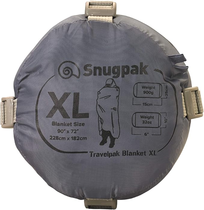 Snugpak Travelpak Blanket with Compression Stuff Sack Lightweight Pebble Grey