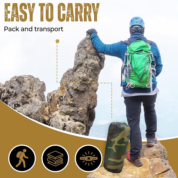 HighSpeedDaddy: Large Woobie Military Blanket &amp Poncho Liner for Camping &amp All Weather Use - Water Resistant + Ripstop - Lightweight Thermal Insulated - Tactical Emergency Outdoor - 82x60