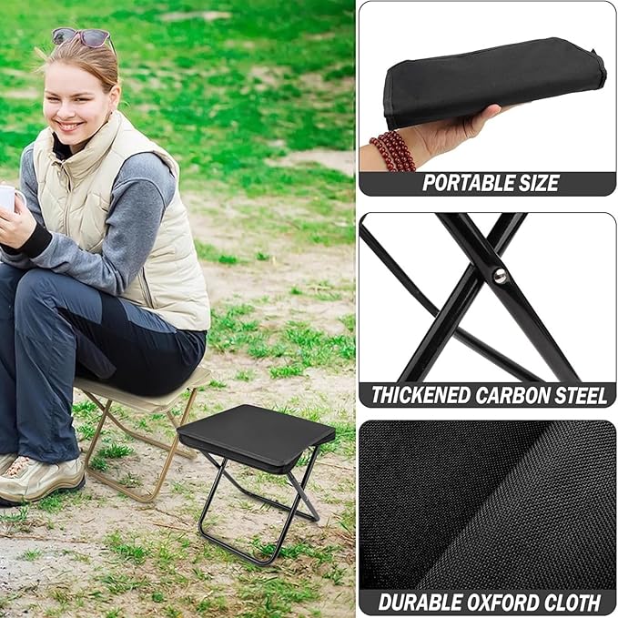 Mountaineering and Hiking Portable StoolCamping Stool Portable Folding Stool with Carry Bag Portable Folding Chair Lightweight Outdoor Footstool for Travel Hiking Fishing(Red)