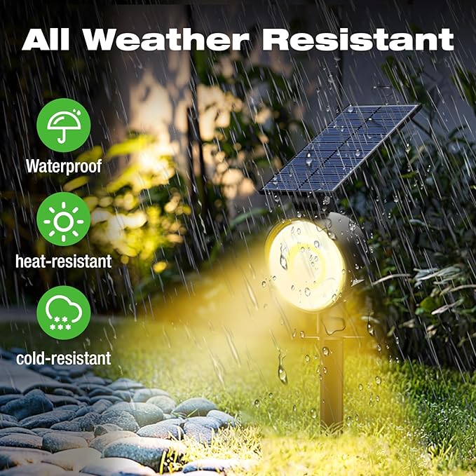 nipify 6 Pack Solar Spot Lights Outdoor Waterproof with 3 Modes Solar Spotlight Light for Outside Yard Landscape Lighting Pathway Lights WallWarm White