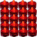 Bright LED Floral Tea Light Submersible Lights for Party Wedding (Red 20 Pack)