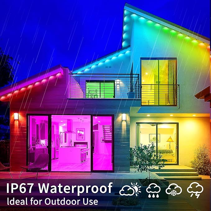 IP67 Waterproof Eave Light for House roof490ft RGB Outdoor Waterproof Eave Lightcan be Used for Halloween ChristmasHolidayPartyDaily Lighting Decoration（2 Rolls of 245ft）