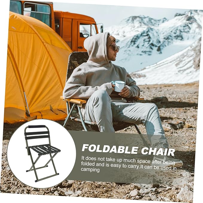 1pc Portable Folding Fishing Stool Lightweight Chair for Camping BBQ and Outdoor Activities and Construction Easy to Carry and Store Green