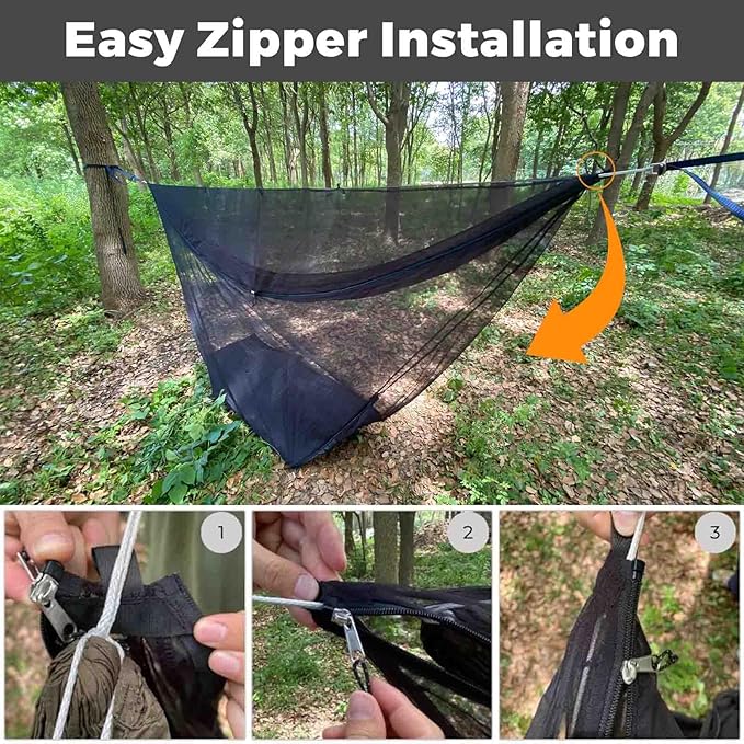 onewind Hammock Mosquito Net Camping Hammock Bug Net with Zipper No See Um Mesh Lightweight Camping Bugnet with Floor for 11ft 12ft Hammock for Hiking Backpacking with Furry Friends